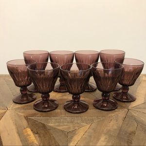 Vintage coloured Purple Cut Glass Wine Glasses